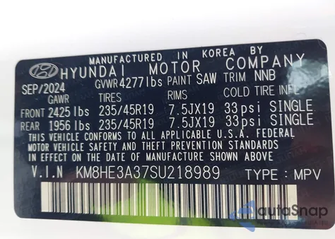 2025 Hyundai Kona Limited from USA, damaged, VIN KM8HE3A37SU218989